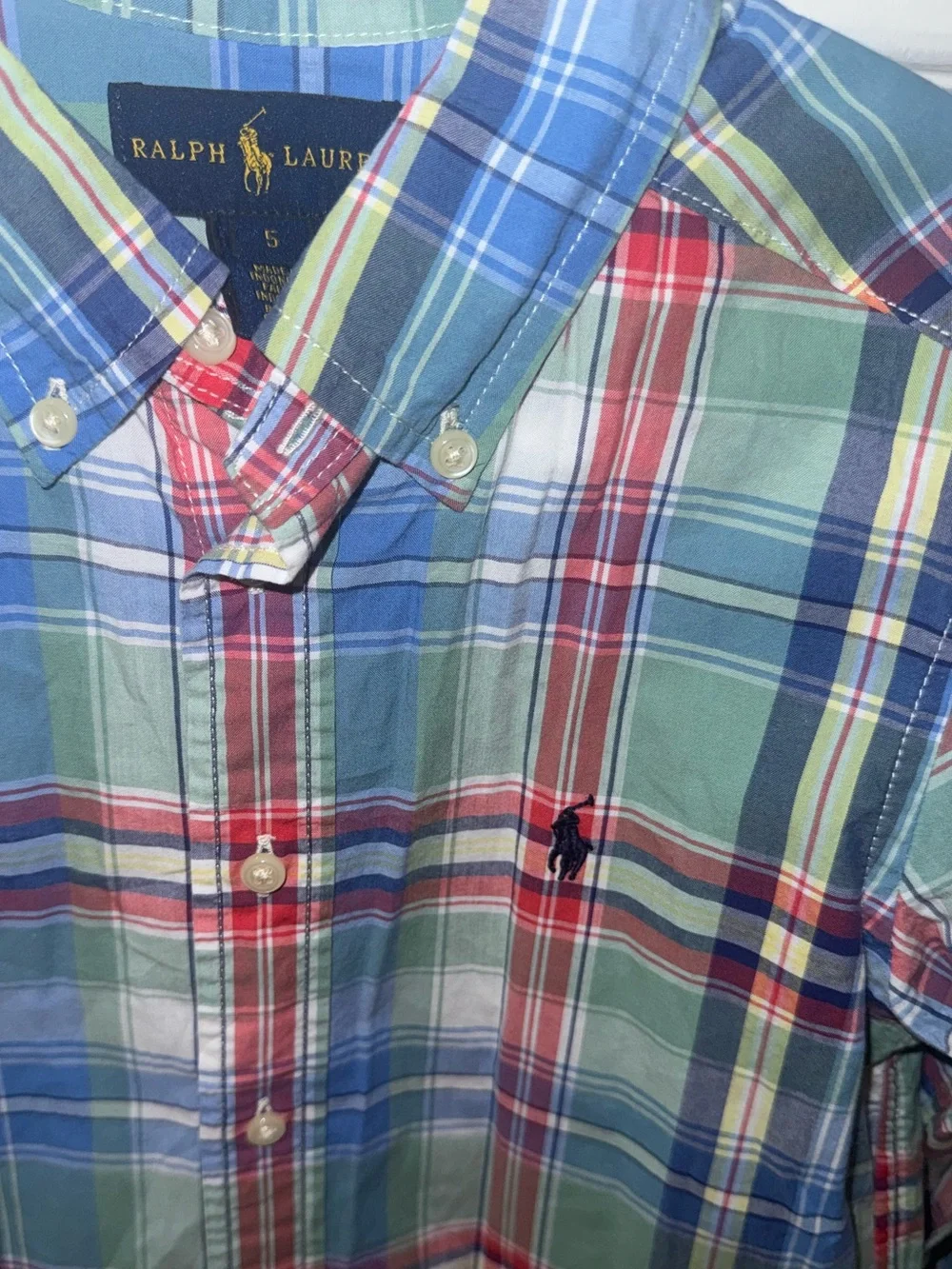 Ralph Lauren Boys Plaid Button Down Shirt Size 5